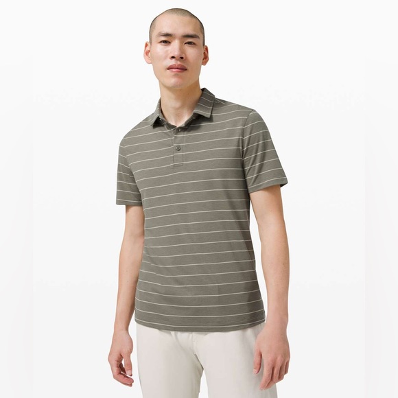 lululemon athletica Other - Lululemon Evolution Short Sleeve Polo
Nevis Stripe Grey Sage Green Light Sage